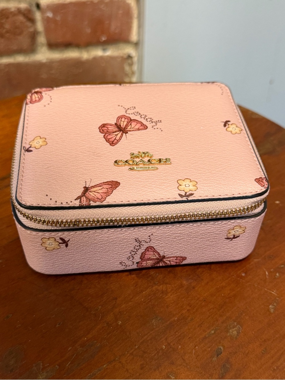 Coach Jewelry Box Butterfly Blossom Print Canvas With Mirror C8082G Travel Case